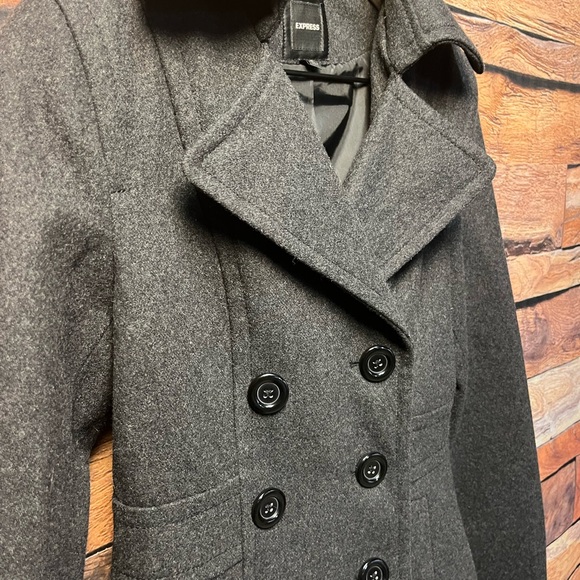 Express Charcoal Double-Breasted Pea Coat - Picture 4 of 16